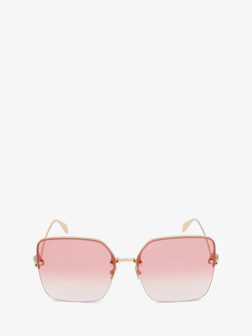 Gafas De Sol Alexander McQueen Skull Jeweled Square Mujer - Dorados/Rojos - Mexico 473-IDPGQH